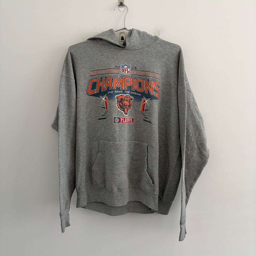 NFL Chicago Bears 2006 NFC North Champions Hoodie Grey Mens Large